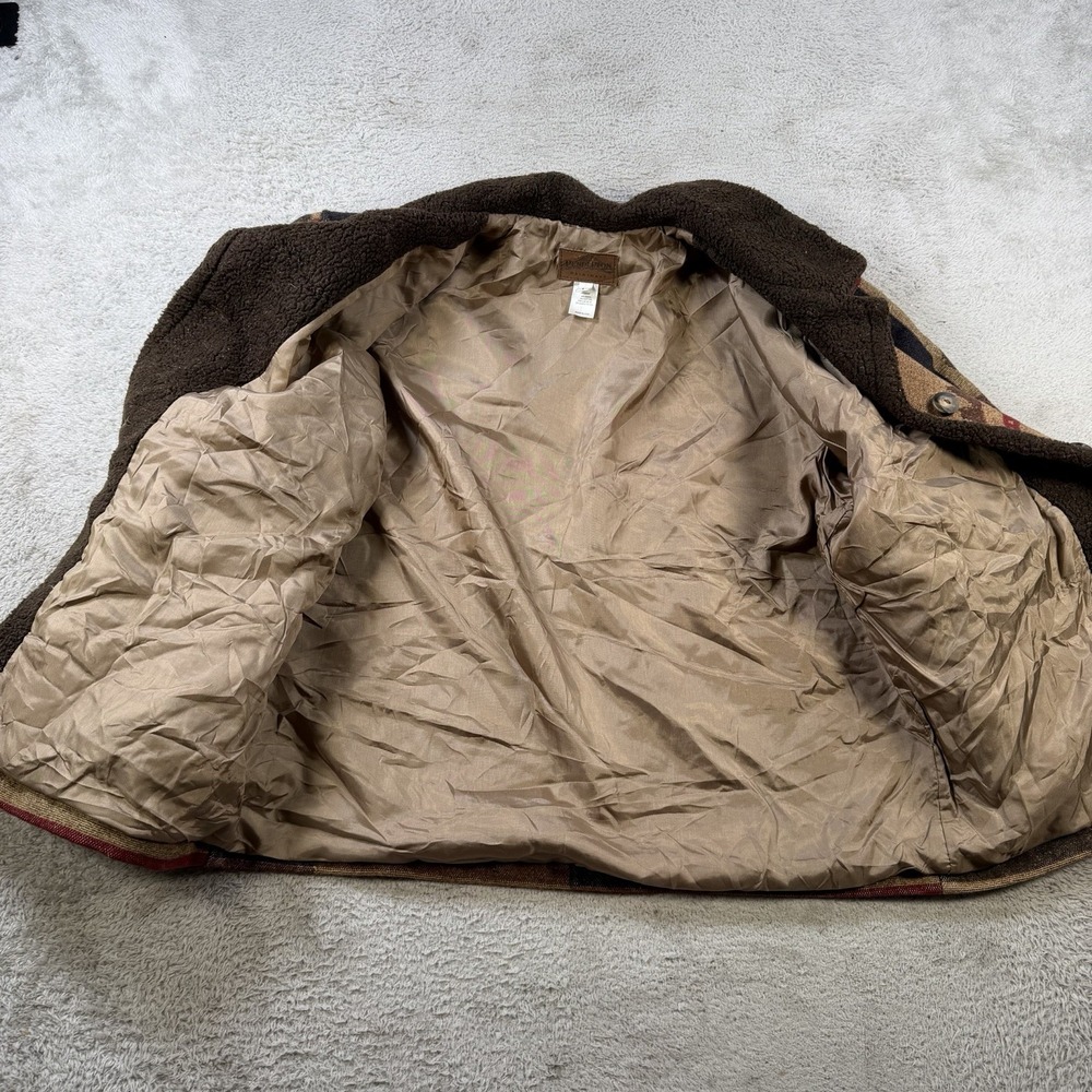 Pendleton Blanket Coat Womens Large Wool Deer Cabin Fish Lined Made In USA Fall - Picture 6 of 8